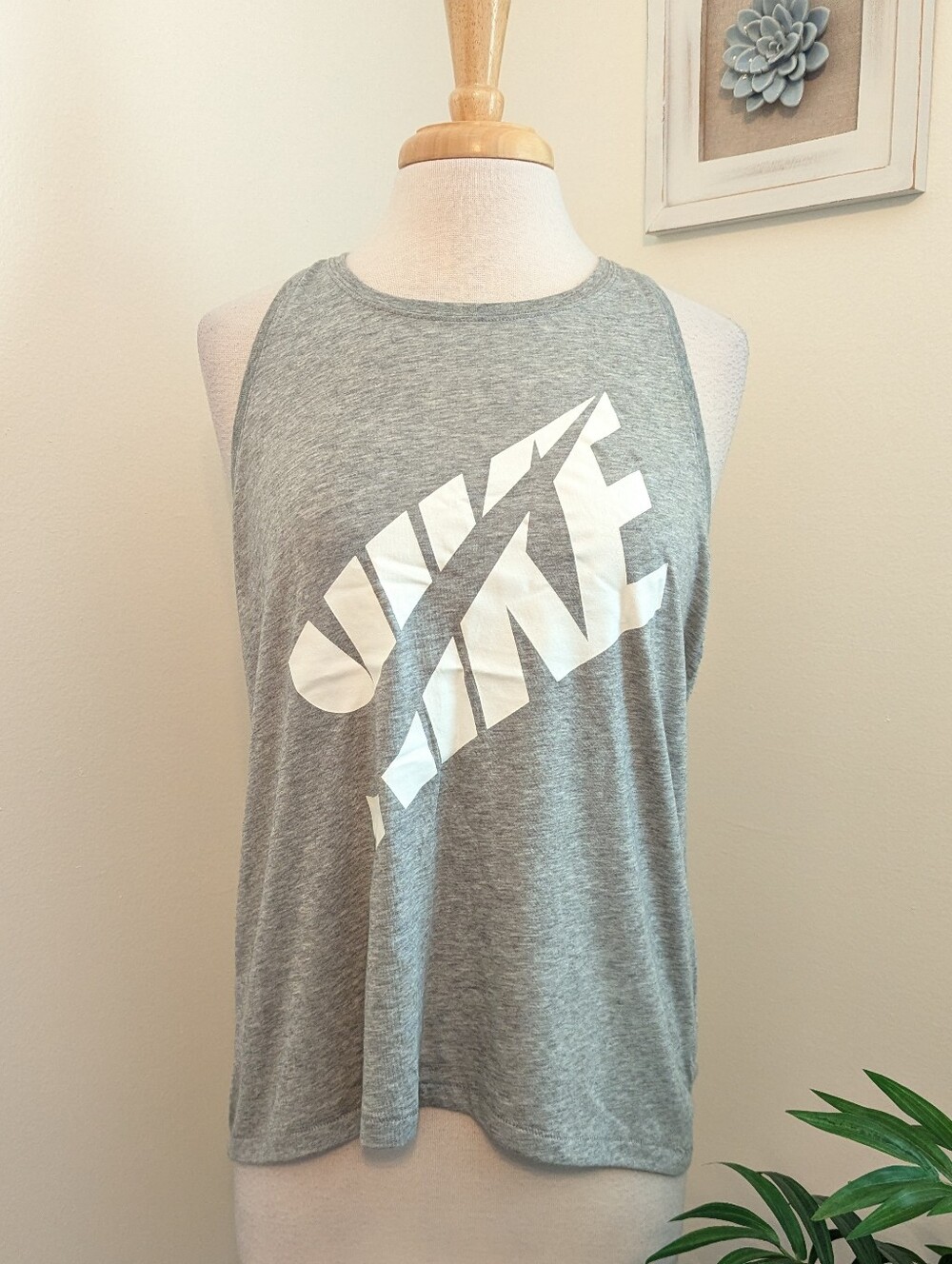 Nike Racerback Tank Top Grey White Medium